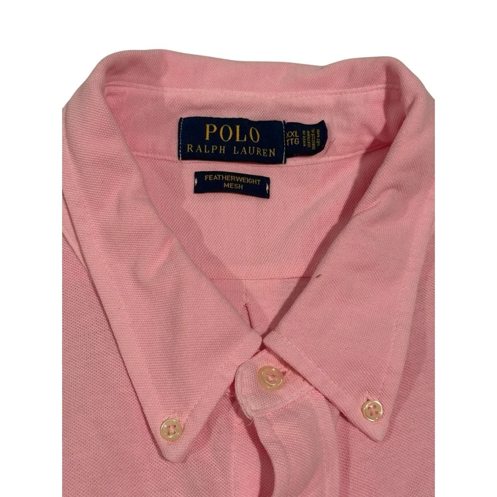 Polo Ralph Lauren Featherweight Mesh Long Sleeve Shirt Men's Sz XXL/TTG Pink ECU